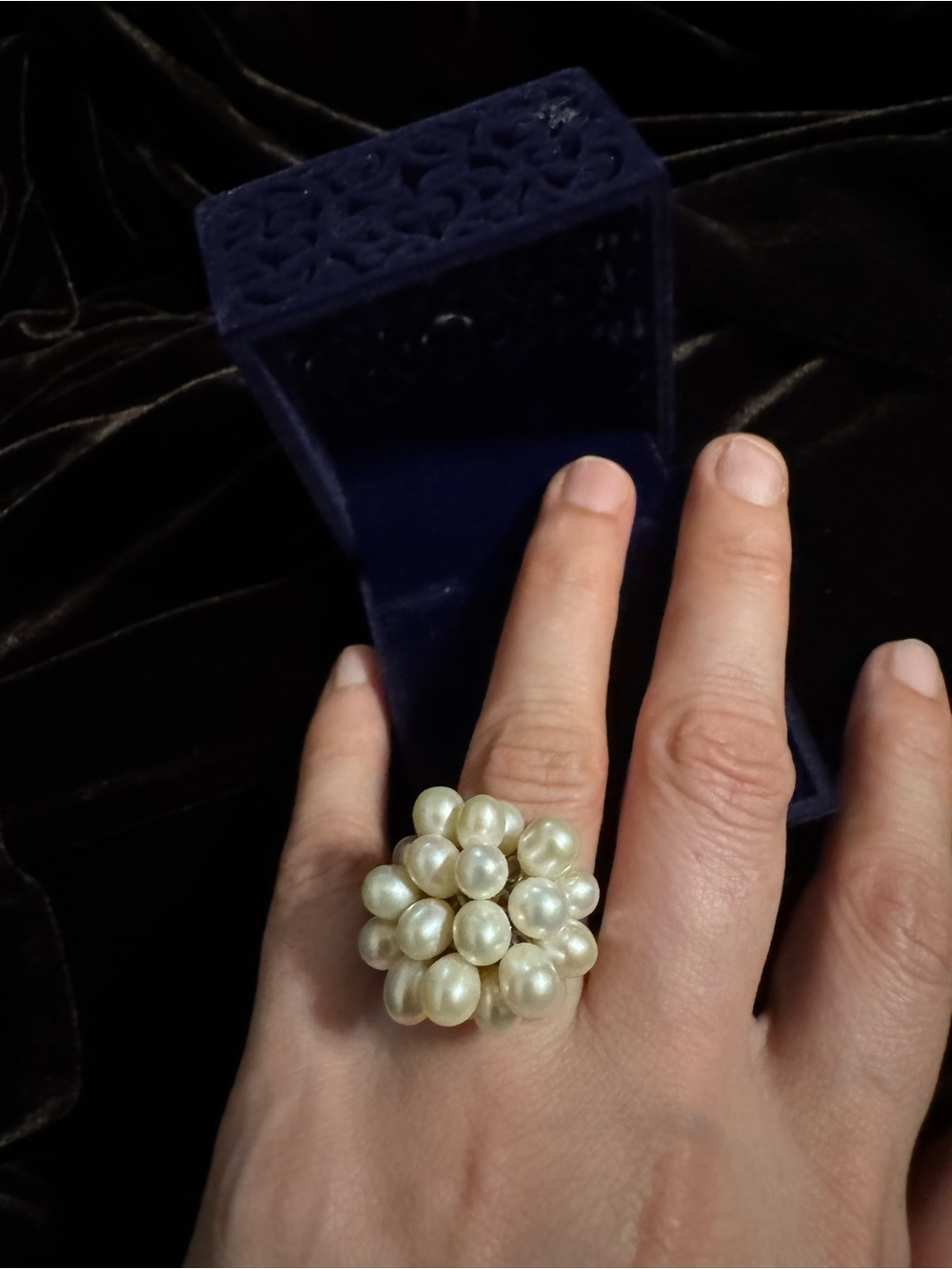 Pearl Cluster Cocktail Ring - Cream Cluster